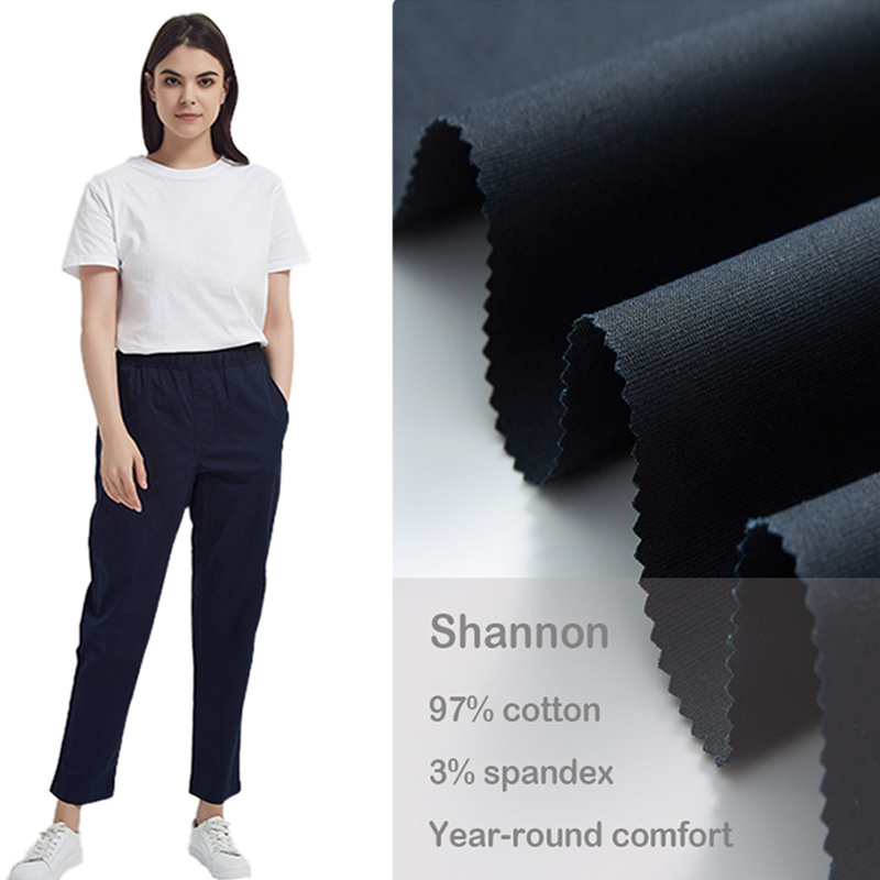 Țesătură twill țesătură ecologică 97% bumbac 3% spandex pentru pantaloni